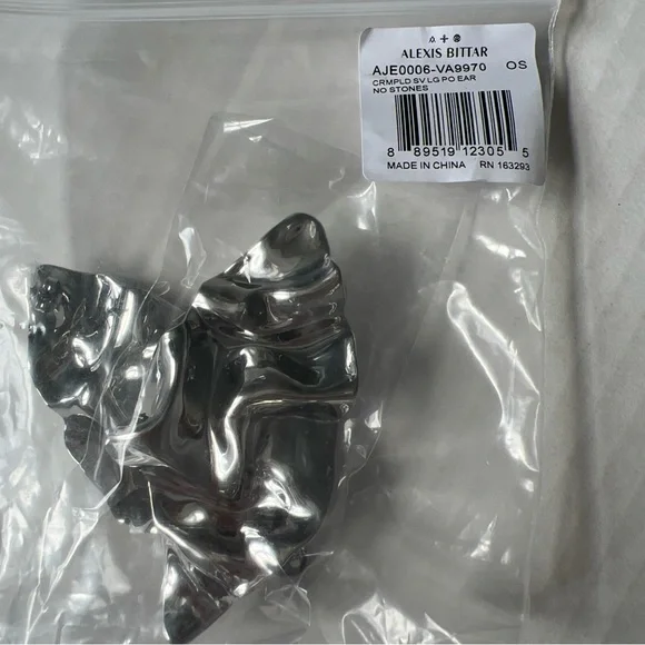 Alexis Bittar 💖Crumpled Rhodium Metal Dangle Large Drop Earrings Silver Tone💖 - Picture 14 of 14